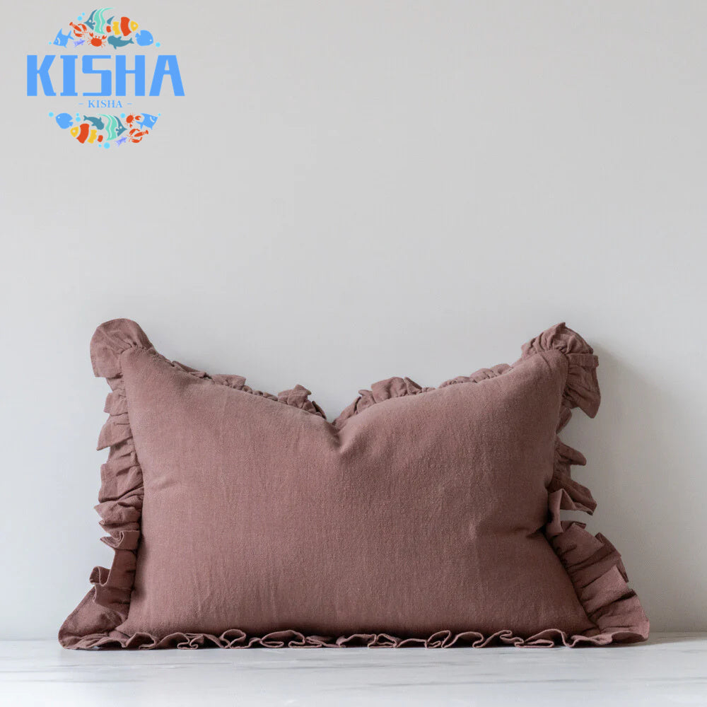 Cocoa Ruffle Pillow Cover