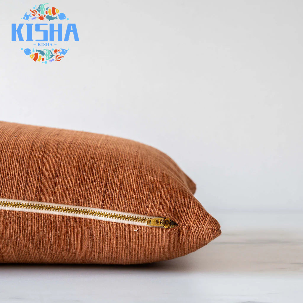 Double Sided Terracotta Thai Woven Pillow Cover